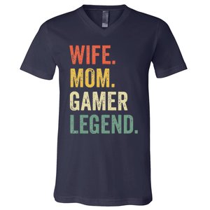 Gamer Mom Funny Wife Mom Video Game Legend Mother's Day V-Neck T-Shirt