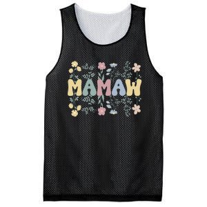 Groovy Mamaw Grandmother Flowers Mamaw Grandma Mesh Reversible Basketball Jersey Tank