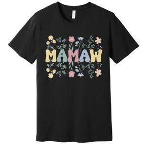 Groovy Mamaw Grandmother Flowers Mamaw Grandma Premium T-Shirt