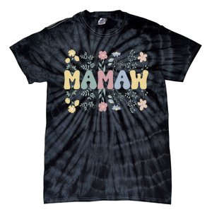 Groovy Mamaw Grandmother Flowers Mamaw Grandma Tie-Dye T-Shirt