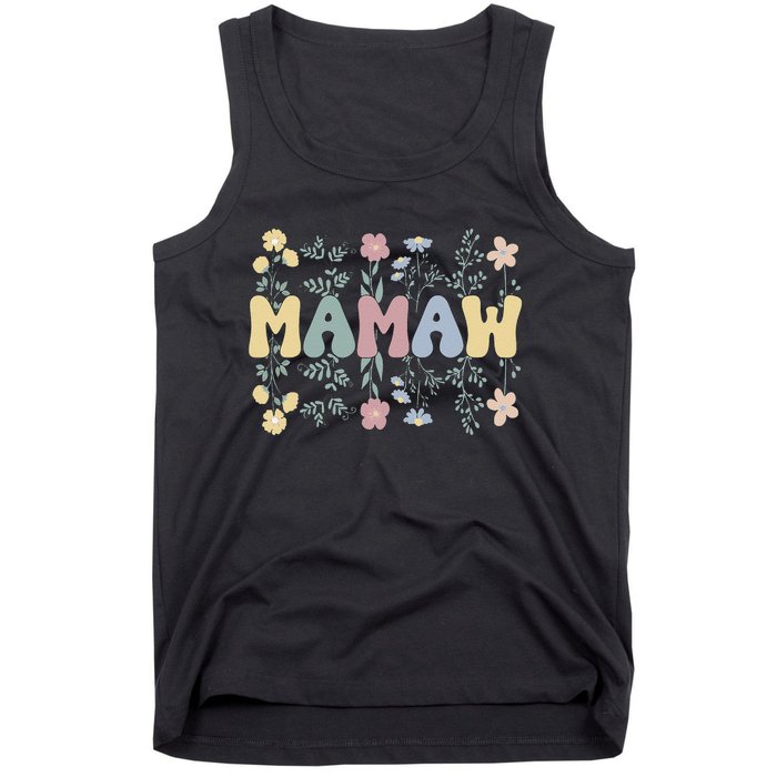 Groovy Mamaw Grandmother Flowers Mamaw Grandma Tank Top