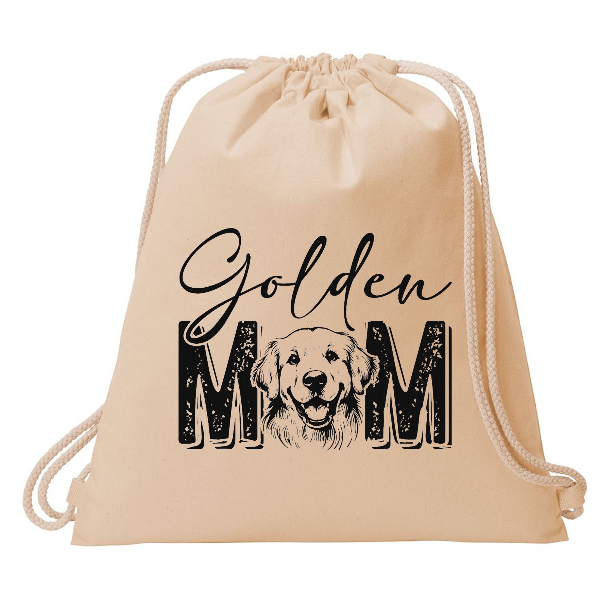 Golden Mom Golden Retriever Lover Dog Mama Funny Retro Drawstring Bag