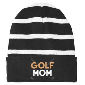 Golf Mom Gift For Mother's Day Striped Beanie with Solid Band