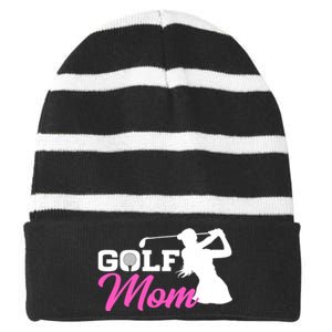 Golf Mom Gift For Mother's Day Striped Beanie with Solid Band