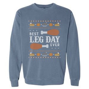 Gift Meaningful Gift Ugly Thanksgiving Best Leg Day Funny Gift Garment-Dyed Sweatshirt