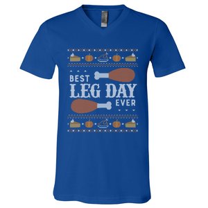 Gift Meaningful Gift Ugly Thanksgiving Best Leg Day Funny Gift V-Neck T-Shirt