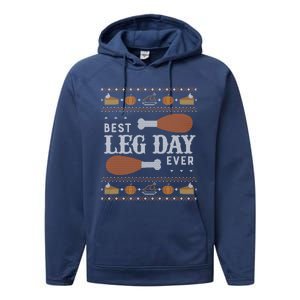 Gift Meaningful Gift Ugly Thanksgiving Best Leg Day Funny Gift Performance Fleece Hoodie