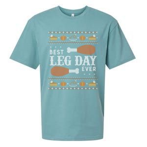 Gift Meaningful Gift Ugly Thanksgiving Best Leg Day Funny Gift Sueded Cloud Jersey T-Shirt