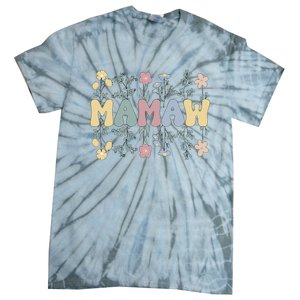 Groovy Mamaw Grandmother Flowers Mamaw Grandma Tie-Dye T-Shirt