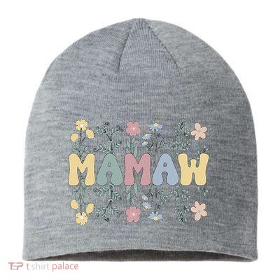 Groovy Mamaw Grandmother Flowers Mamaw Grandma Sustainable Beanie