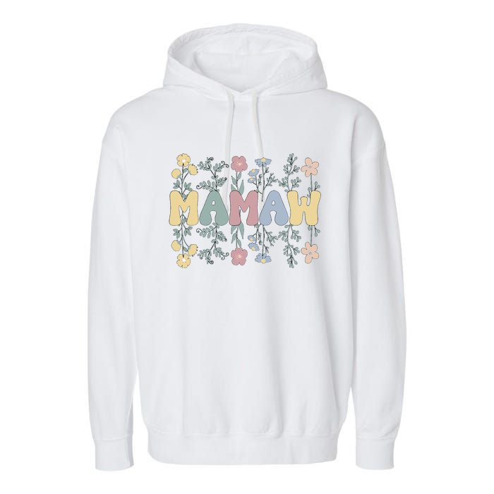 Groovy Mamaw Grandmother Flowers Mamaw Grandma Garment-Dyed Fleece Hoodie