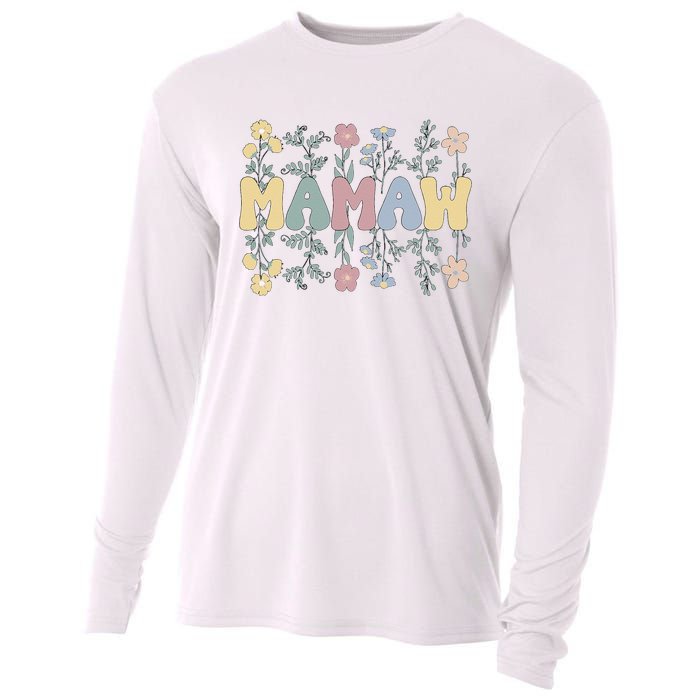 Groovy Mamaw Grandmother Flowers Mamaw Grandma Cooling Performance Long Sleeve Crew