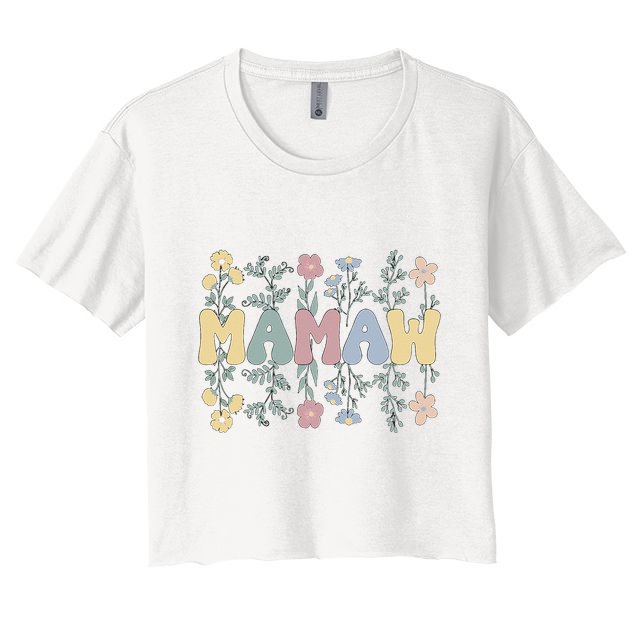 Groovy Mamaw Grandmother Flowers Mamaw Grandma Crop Top
