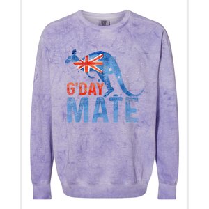 Gday Mate Gift Funny Australia And Kangaroo Gift Colorblast Crewneck Sweatshirt