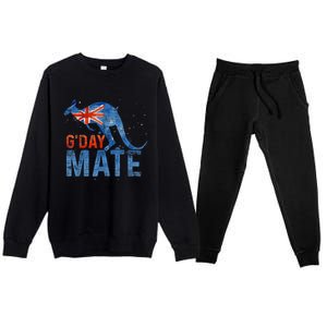 Gday Mate Gift Funny Australia And Kangaroo Gift Premium Crewneck Sweatsuit Set