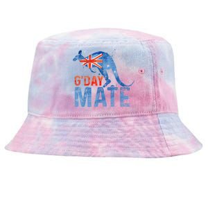 Gday Mate Gift Funny Australia And Kangaroo Gift Tie-Dyed Bucket Hat