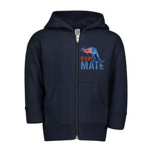 Gday Mate Gift Funny Australia And Kangaroo Gift Toddler Zip Fleece Hoodie