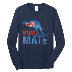 Gday Mate Gift Funny Australia And Kangaroo Gift Long Sleeve Shirt