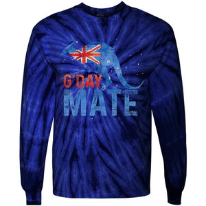 Gday Mate Gift Funny Australia And Kangaroo Gift Tie-Dye Long Sleeve Shirt