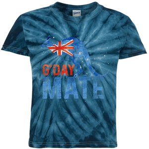 Gday Mate Gift Funny Australia And Kangaroo Gift Kids Tie-Dye T-Shirt