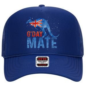 Gday Mate Gift Funny Australia And Kangaroo Gift High Crown Mesh Back Trucker Hat