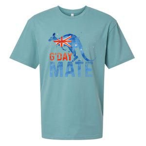 Gday Mate Gift Funny Australia And Kangaroo Gift Sueded Cloud Jersey T-Shirt