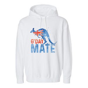 Gday Mate Gift Funny Australia And Kangaroo Gift Garment-Dyed Fleece Hoodie