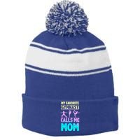 Gymnastics Mom Gift Mother Gift Stripe Pom Pom Beanie