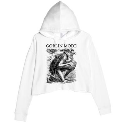 Goblin Mode Goblincore Vintage Aesthetic Crop Fleece Hoodie