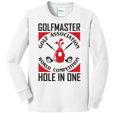 Golf Master Golf Association World Compettion Hold In One Kids Long Sleeve Shirt