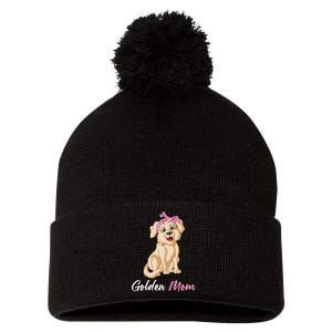 Golden Mom Pom Pom 12in Knit Beanie