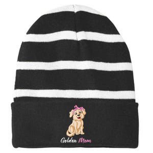 Golden Mom Striped Beanie with Solid Band