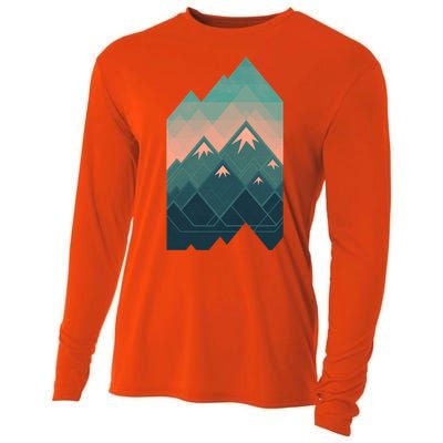 Geometric Mountains Cooling Performance Long Sleeve Crew