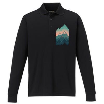 Geometric Mountains Performance Long Sleeve Polo