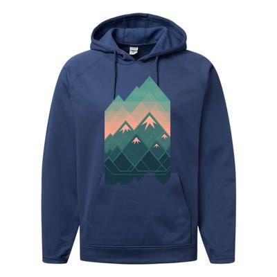 Geometric Mountains Performance Fleece Hoodie