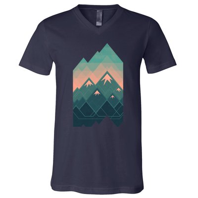 Geometric Mountains V-Neck T-Shirt