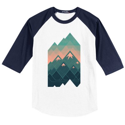 Geometric Mountains Baseball Sleeve Shirt