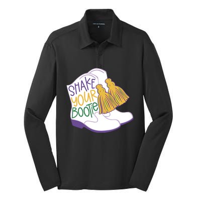 Girl Mardi Gras Shake Your Bootie Silk Touch Performance Long Sleeve Polo