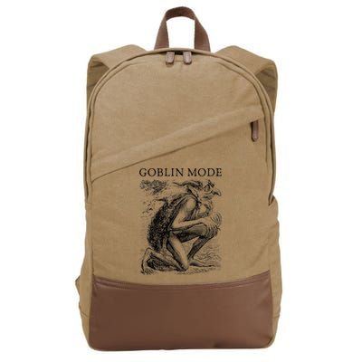 Goblin Mode Goblincore Vintage Aesthetic Funny Off Day Trend Cotton Canvas Backpack
