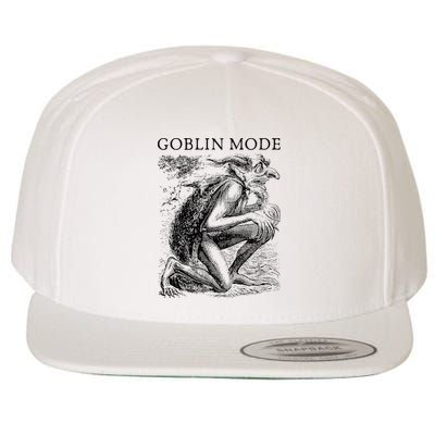 Goblin Mode Goblincore Vintage Aesthetic Funny Off Day Trend Wool Snapback Cap