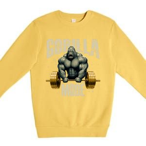 Gorilla Mode Gym Workout Beast Weightlifting Bodybuilding Gift Premium Crewneck Sweatshirt