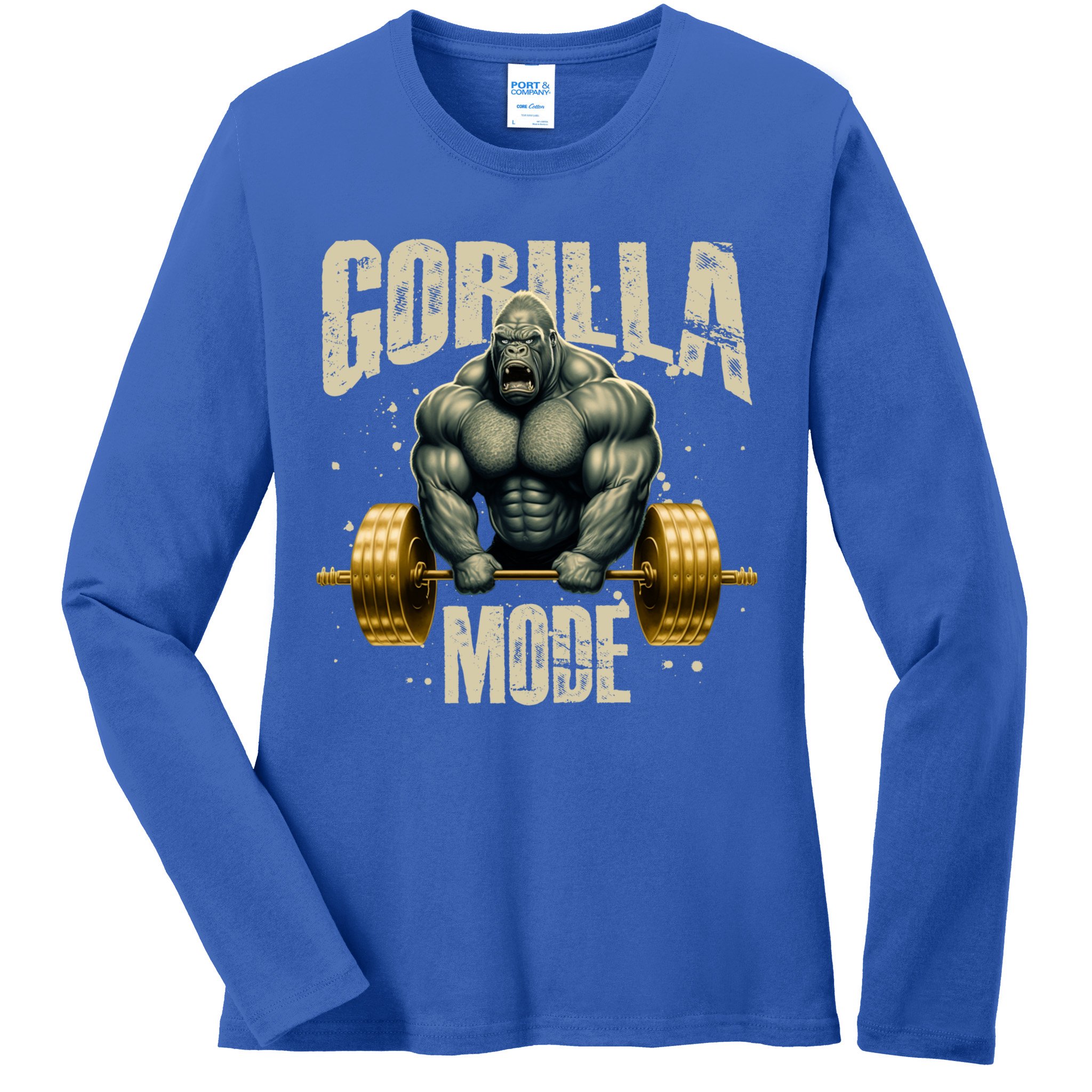 Gorilla Mode Gym Workout Beast Weightlifting Bodybuilding Gift Ladies Long Sleeve Shirt