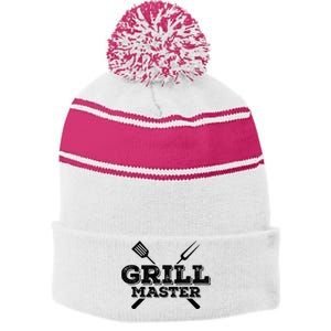 Grill Master Grilling Barbecue BBQ Smoker Graphic Tee Stripe Pom Pom Beanie