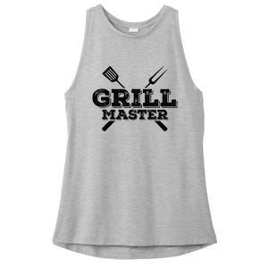 Grill Master Grilling Barbecue BBQ Smoker Graphic Tee Ladies PosiCharge Tri-Blend Wicking Tank