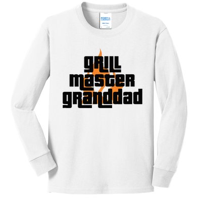 Grill Master Grilling Granddad Grandfather Grandpa BBQ Kids Long Sleeve Shirt