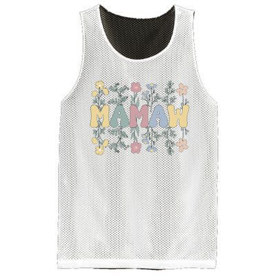 Groovy Mamaw Grandmother Flowers Mamaw Grandma Mesh Reversible Basketball Jersey Tank