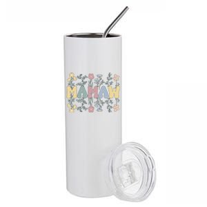 Groovy Mamaw Grandmother Flowers Mamaw Grandma Stainless Steel Tumbler