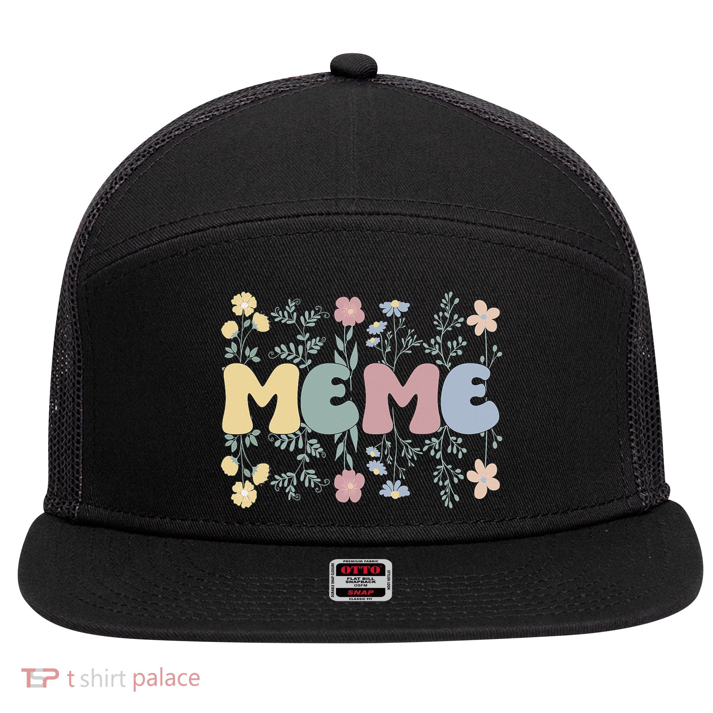 Groovy Meme Grandmother Flowers Meme Grandma 7 Panel Mesh Trucker Snapback Hat