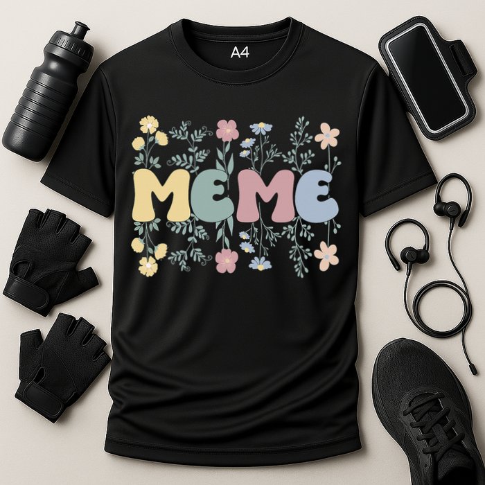 Groovy Meme Grandmother Flowers Meme Grandma Cooling Performance Crew T-Shirt