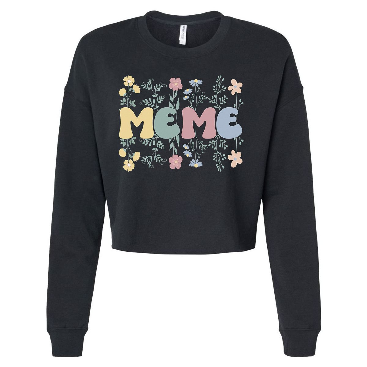 Groovy Meme Grandmother Flowers Meme Grandma Cropped Pullover Crew